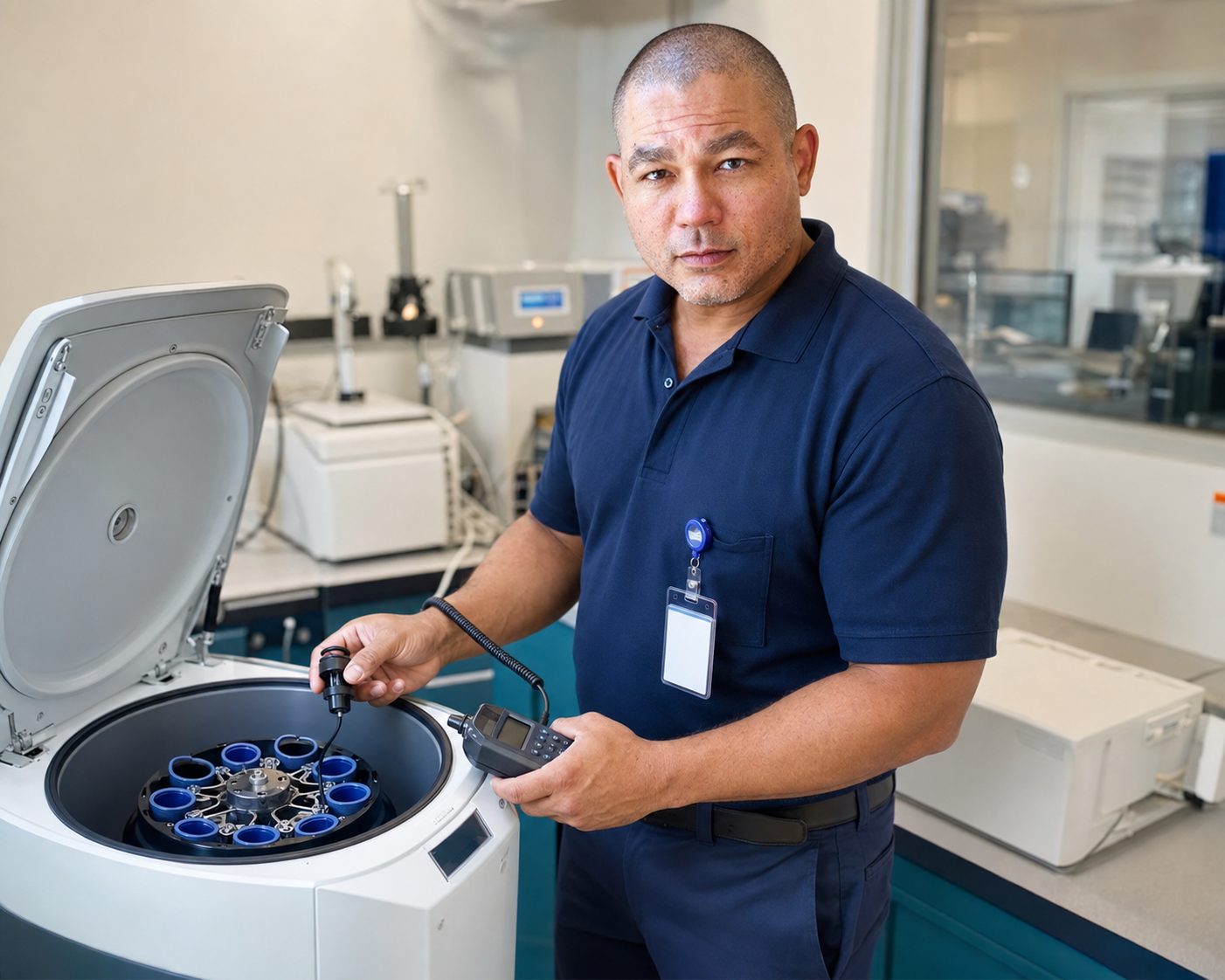 Field service technician on-site at a healthcare facility