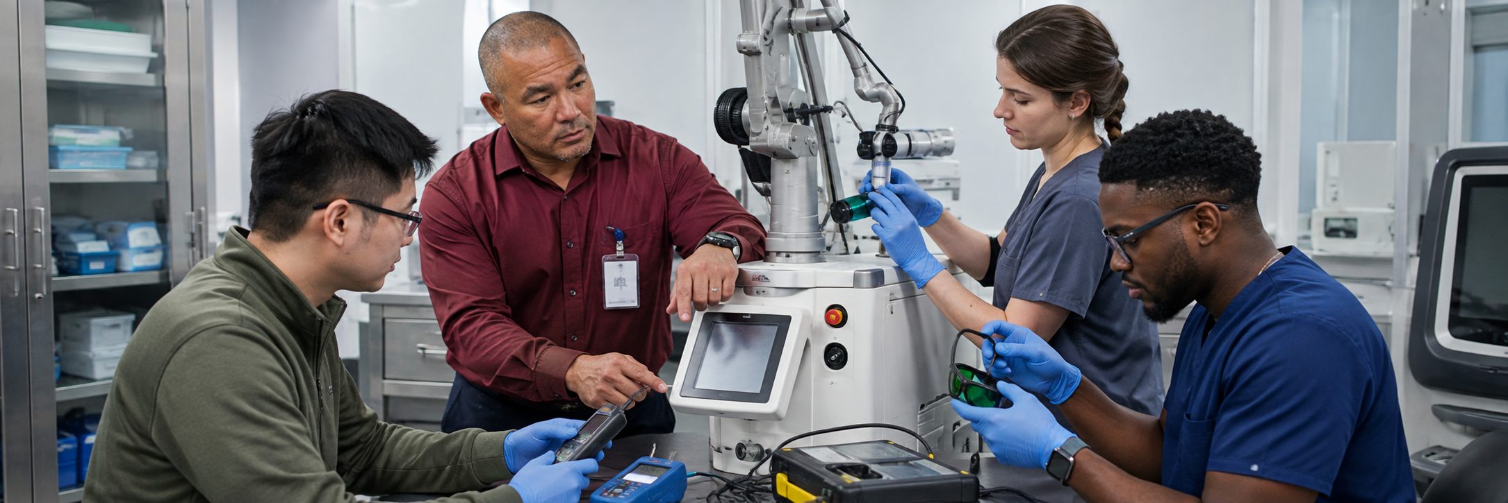 Biomedical equipment repair shop bench calibration with an electrical safety analyzer